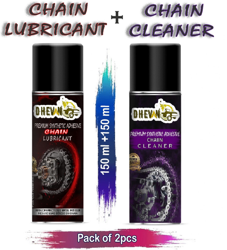 DheVan LC8 Bike Chain Lubricant & Chain Cleaner Spray For All Type Chain | Lubrication Rust & Corrosion protection | Prevent Chain Breakage | With Chain Cleaning brush Chain Oil(300 ml, Pack of 2)