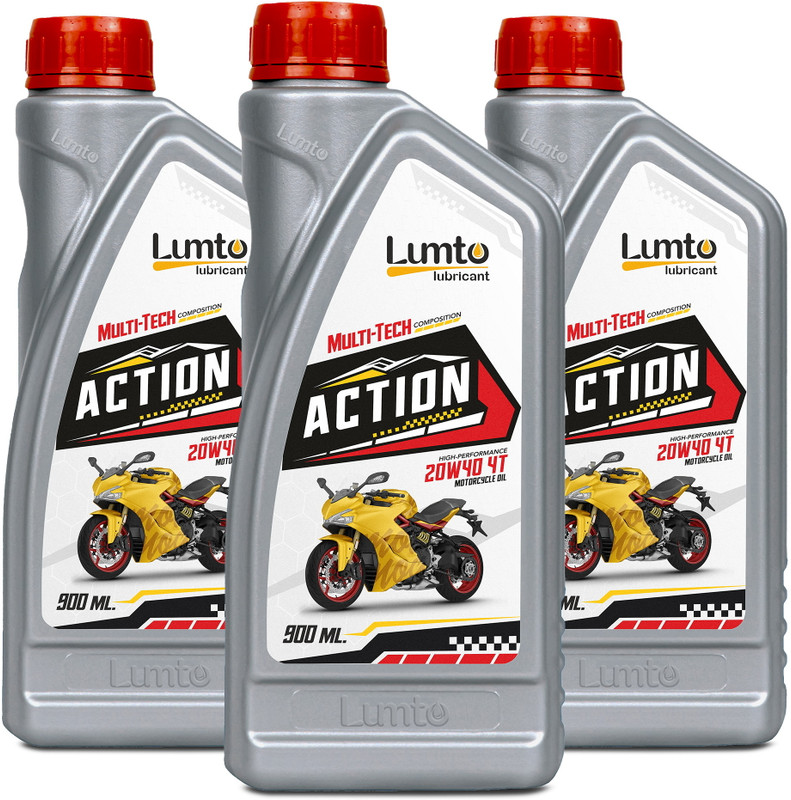 LUMTO ACTION 20W40 4T 900ml P3 for Bikes High Performance Engine Oil(900 ml, Pack of 3)
