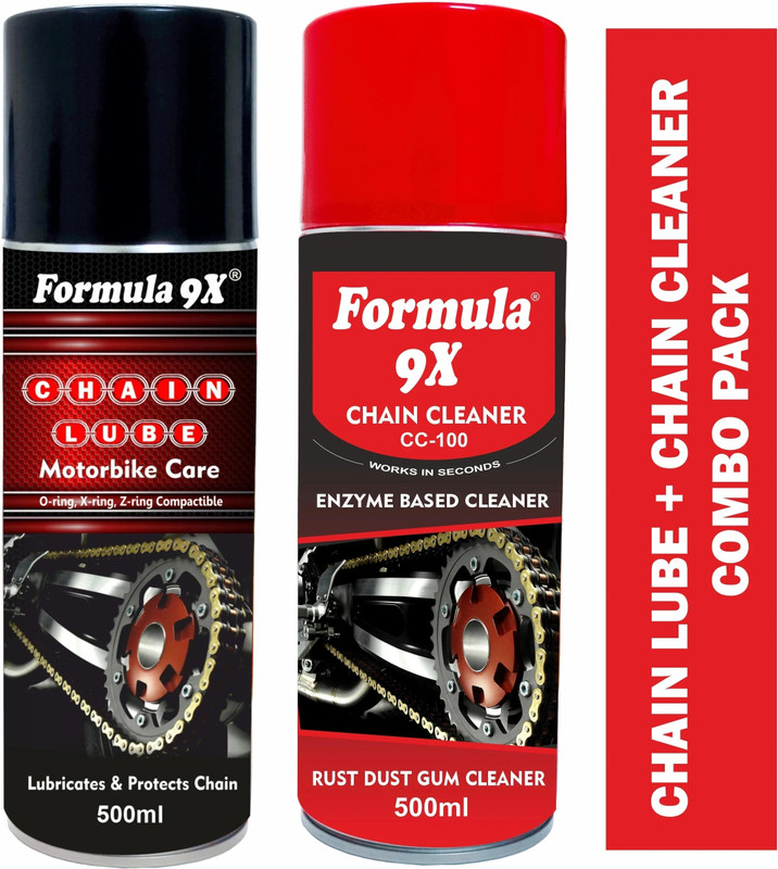 Formula 9x Chain Lube + Chain Cleaner 500+500ml - 1000ml Combo Pack | Premium Quality Lube Formula 9x Chain Oil(1000 ml)