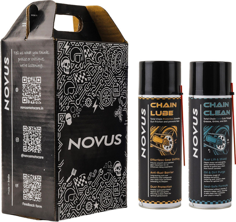 Novus Motocare Chain Clean + Chain Lube Combo (500 mL + 500 mL) Chain Oil(500 ml, Pack of 2)