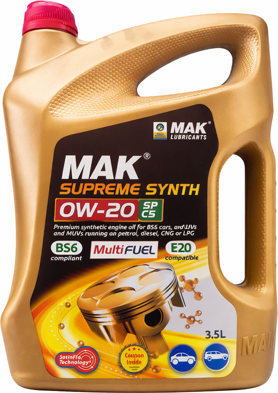 MAK 0W-20 SP C5 BS-VI Engine Oil for Cars | Ultra Premium Engine Oil for Petrol & Diesel engine Full-Synthetic Engine Oil(3.5 L, Pack of 1)