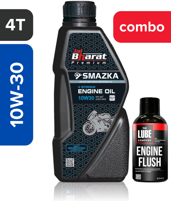 Smazka COMBO 10W-30 Engine Oil + Engine Flush | 10W-30 | Suitable for Motorbikes High Performance Engine Oil(900 ml, Pack of 1)