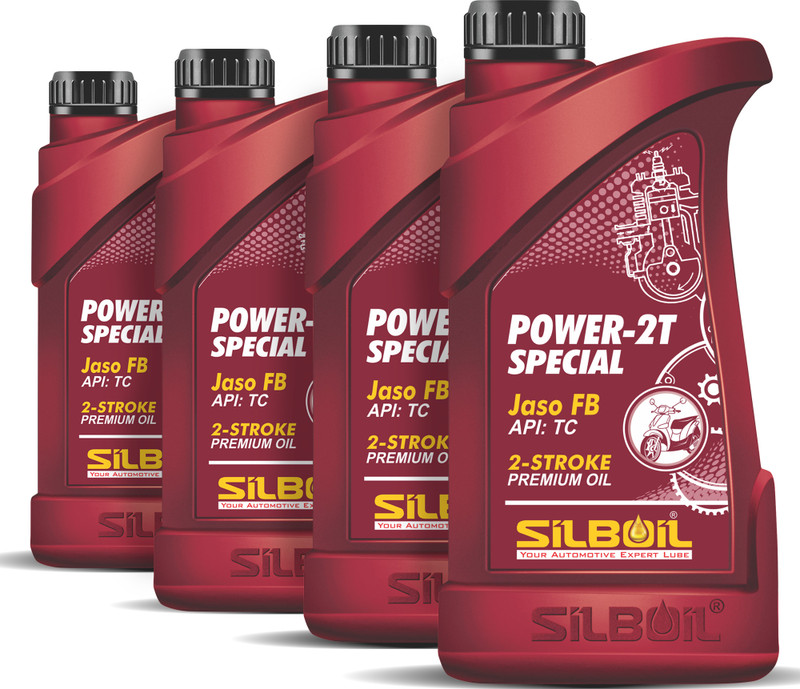 SILBOIL P4 POWER 2T SPECIAL ( API: TC) ( JASO: FB) (4 Bottle of 500ml Each) High Performance 2-Stoke Mineral Engine Oil(500 ml)