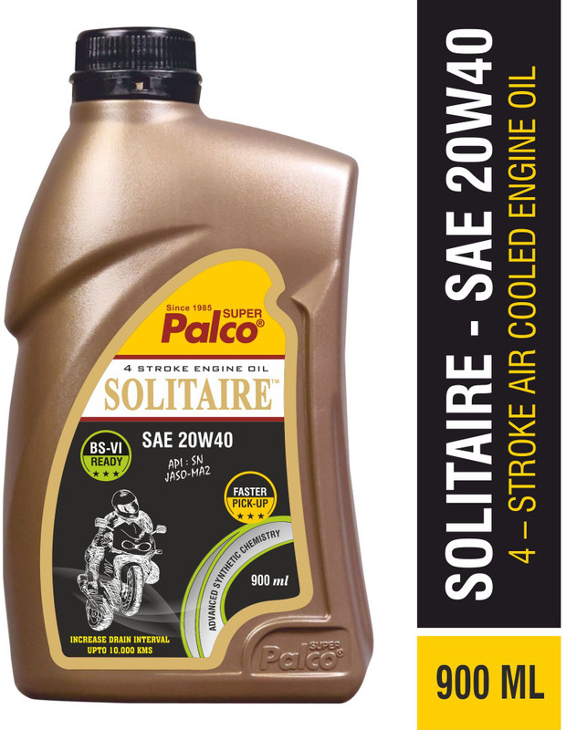 PL SUPER PALCO 4T 20W40 SOLITAIRE Multigrade Engine Oil 900ml SAE API-SN JASO MA-2 BS-6 Synthetic Technology 4 Stroke Air Cooled Engine Oil for Bikes Enhanced Pick Up Full-Synthetic Engine Oil(900 ml, Pack of 1)