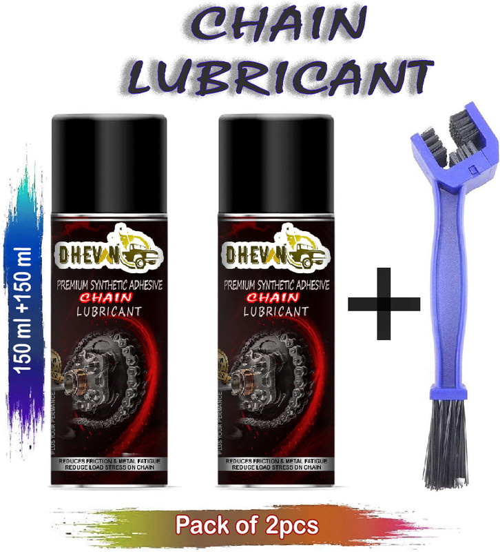 DheVan Combo of 3pcs Bike Chain Lube Lubricant Spray 150ml Each With chain Cleaning Brush Chain Oil(300 ml, Pack of 3)