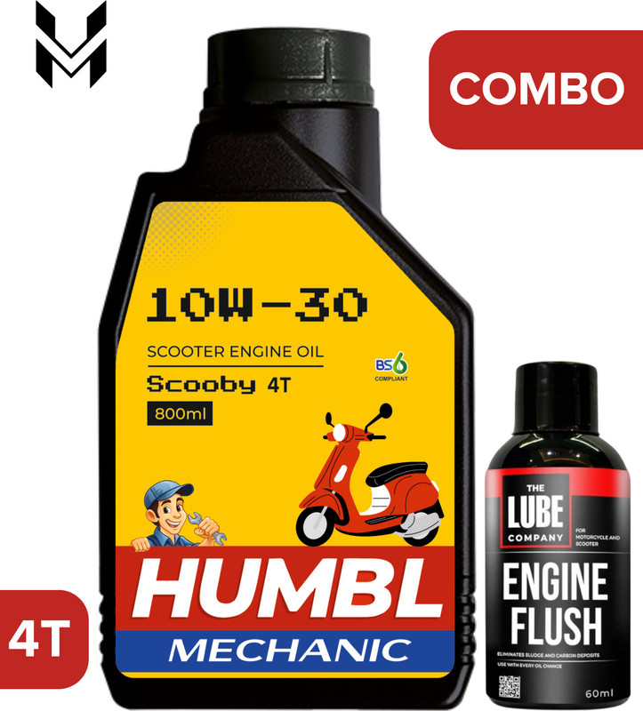 HUMBL Mechanic COMBO 10W-30 Engine Oil + Engine Flush | 800 ml + 60 ml| SCOOBY Combo Mineral Engine Oil(800 ml, Pack of 1)