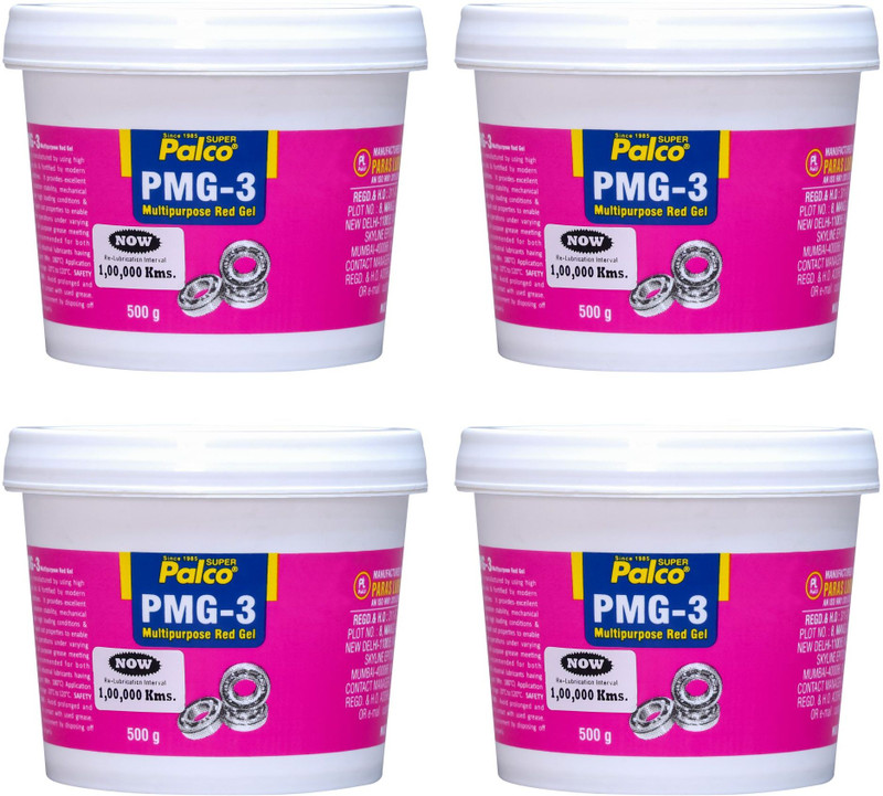 PL SUPER PALCO PMG-3 Multipurpose Red Gel Grease 500g NLGI-3 Rust Resistance for Long Lasting Protection Bearing Chassis Grease for Car Bike Chain Lubrication Water Resistant Grease(2000 g, Pack of 4)