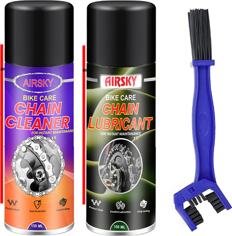 AIRSKY Combo Of AE_12 Chain Lubricant + Chain Cleaner + Bike With Cleaning Brush For Motorcycle And Bicycle Chain Oil(300 ml, Pack of 3)