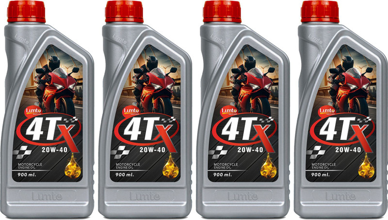 LUMTO 20W40 4TX 900ml P4 for Bike Petrol Engine Oil for Four Stroke Bikes High Performance Engine Oil(900 ml, Pack of 4)
