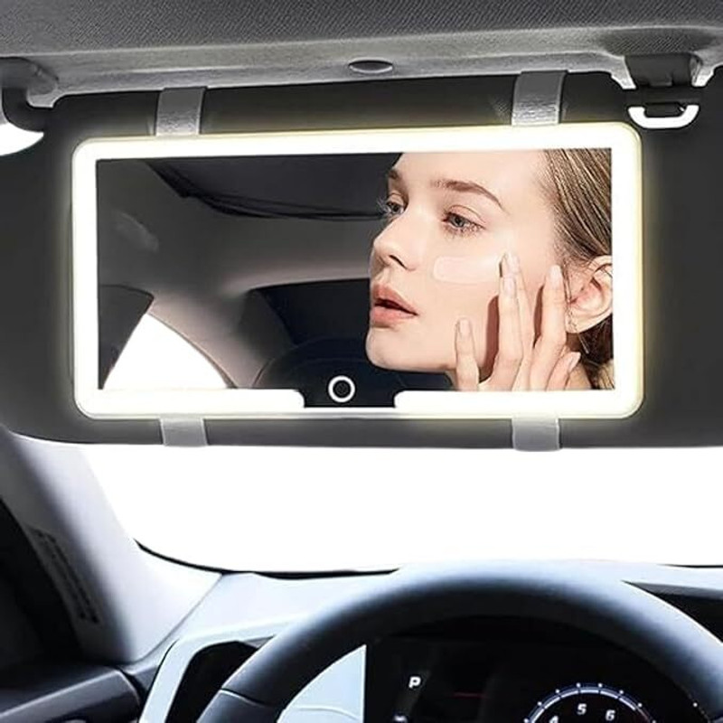 SHARNGA Car Sun Visor Mounted Led Vanity Mirror with 3 Light Modes and 80 Leds Rearview Radar Mirror(Multicolor)