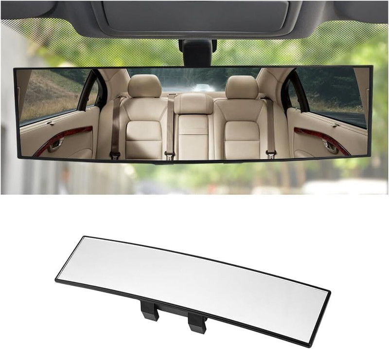 KVVTRADES Universal Wide Angle Panoramic Car Rear View Mirror interior Mirror Rearview Radar Mirror(Black)