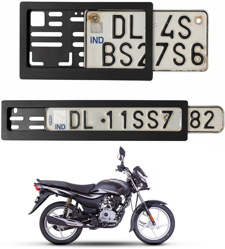 spaziogold Designed For: Bajaj Platina 100 | Premium Black Bike Number Plate Frame Bike Number Plate(Plastic 30 cm x 12 cm)