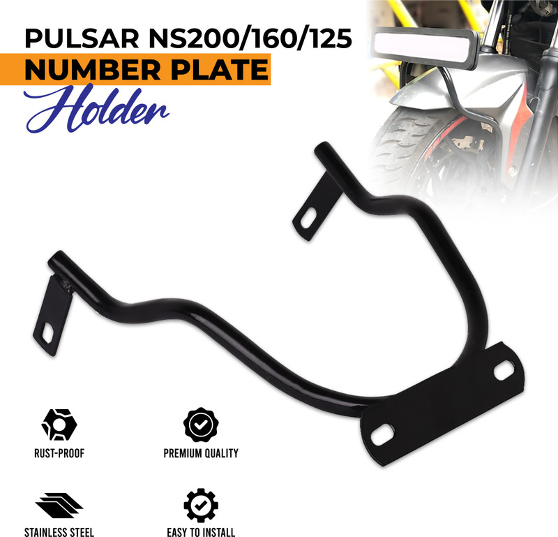 OBEROI'S TRADERS Bike Front Fender Number Plate Holder for NS 125 / 160 / 200 / 400z Bike Number Plate(Iron 6 cm  x  4 cm)