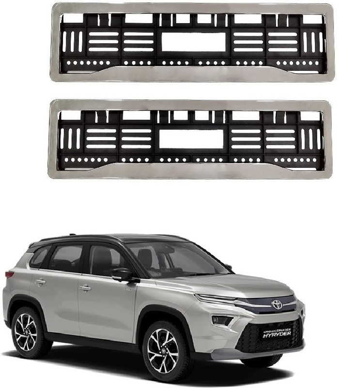 SPREADX Car Chrome number plate frame protective holder for Toyata Urban Cruiser Hyryder Car Number Plate(Plastic 14 cm x 2 cm)