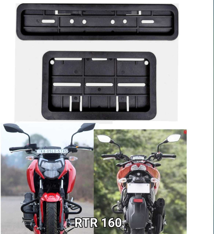 spaziogold RTR 160 Front & Rear Number Plate Holder Frame Set – Matte Black Sporty Design Bike Number Plate(Plastic 30 cm x 12 cm)