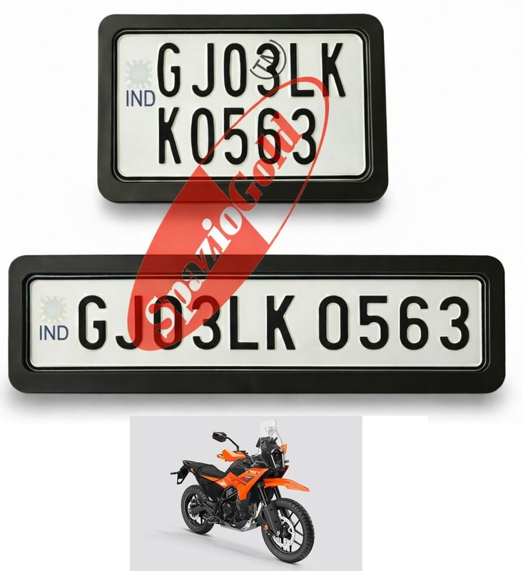 spaziogold Front & Rear Number Plate Frame Set Compatible with KTM 390 Adventure X Bike Number Plate(Plastic 30 cm x 12 cm)