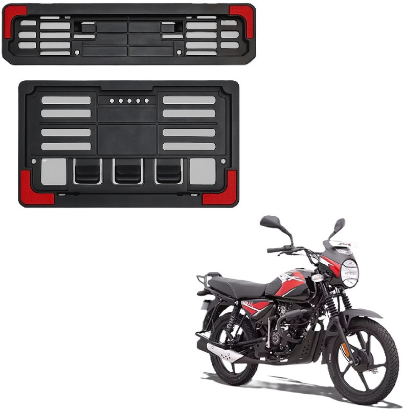 JMA TRADING Plastic Number Plate Holder with Red Corners for CT 110 Bike Number Plate(Plastic 22.7 cm  x  6.5 cm)
