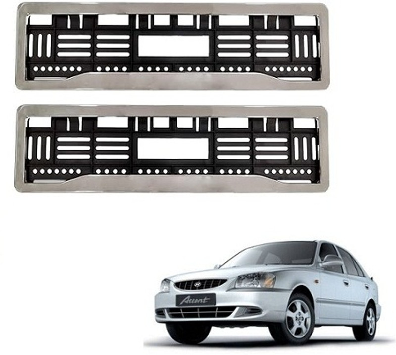BTaccessorize Chrome Finish Number Plate Compatible With Hyundai Accent Car Number Plate(Plastic 10 cm x 5 cm)