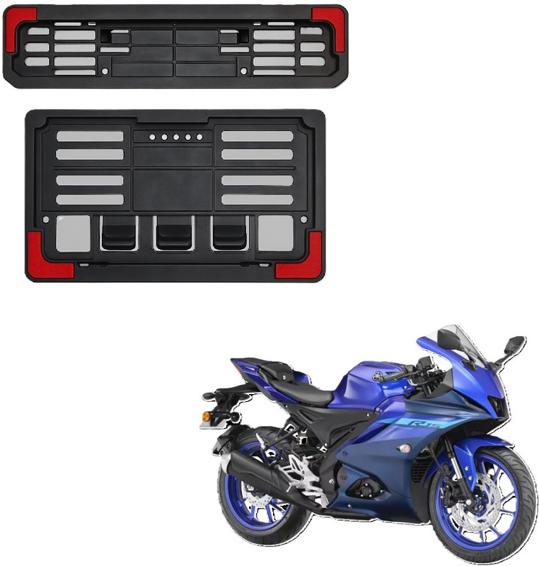 JMA TRADING Plastic Number Plate Holder with Red Corners for R15 V4 Bike Number Plate(Plastic 22.7 cm x 6.5 cm)