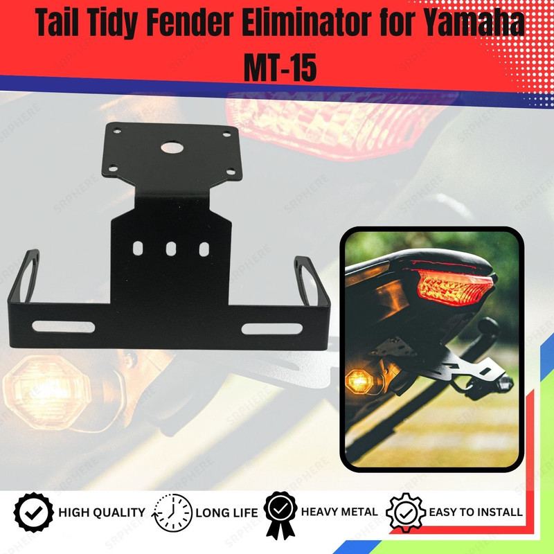 ENEMYT MT1 Motorcycle Bike Cnc Yamaha MT-15 Tail Tidy Black Bike Number Plate Bike Number Plate(Stainless Steel 15 cm x 11 cm)