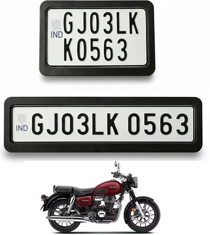 spaziogold Honda CB350 Premium Metal Number Plate Frame Bike Number Plate(Plastic 30 cm  x  12 cm)