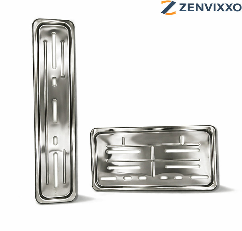 ZENVIXXO Chrome Numb Plate Frame for Bike & Scooty Bike Number Plate(Stainless Steel 12 cm x 13 cm)