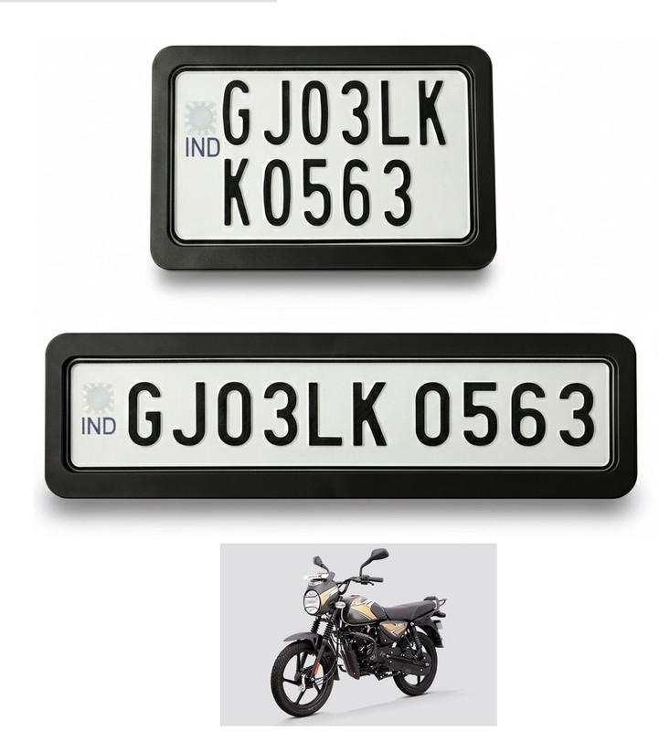 spaziogold Heavy Duty Number Plate Frame Set Front & Rear | (For Bajaj CT110) Bike Number Plate(Plastic 30 cm  x  12 cm)