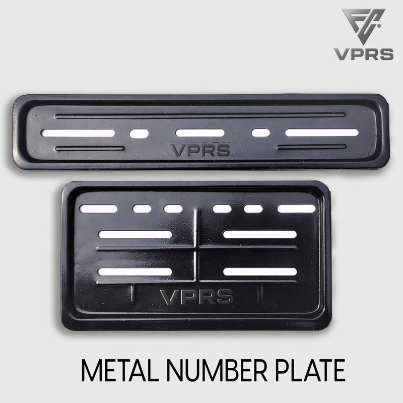 VPRS Metal Number Plate Frame(Set Of 2 FRONT & REAR) (Black) Bike, Car Number Plate(Iron 30 cm x 11 cm)
