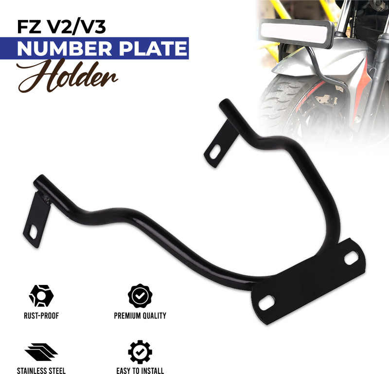 OBEROI'S TRADERS Bike Front Fender Number Plate Holder for FZ All Series Bike Number Plate(Iron 6 cm x 4 cm)