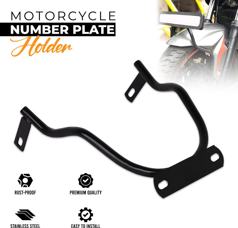 MIKANIX Bike Front Number Plate Holder Bracket | Fits All Motorcycles & Scooters Bike Number Plate(Iron 6 cm  x  4 cm)
