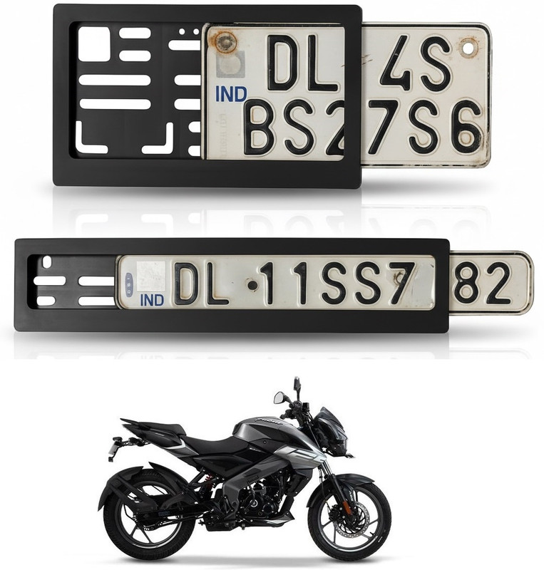 spaziogold Pulsar NS125 | Heavy Duty Black Number Plate Frame for Bike Bike Number Plate(Plastic 30 cm  x  12 cm)