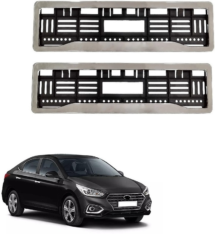 SPREADX Car Chrome number plate frame protective holder for Hyundai Verna 2017 onward Car Number Plate(Plastic 14 cm x 2 cm)