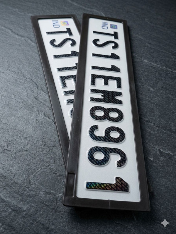 FOXNUMBERPLATES Standard Car Number Plate Set | Easy Installation| Rust Resistant Car Number Plate(Aluminium 12 cm  x  0.5 cm)