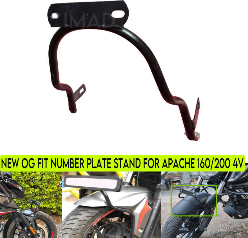 imad NUMBER PLATE STAND FOR APACHE 160/200V Bike Number Plate(Iron 18 cm x 5 cm)