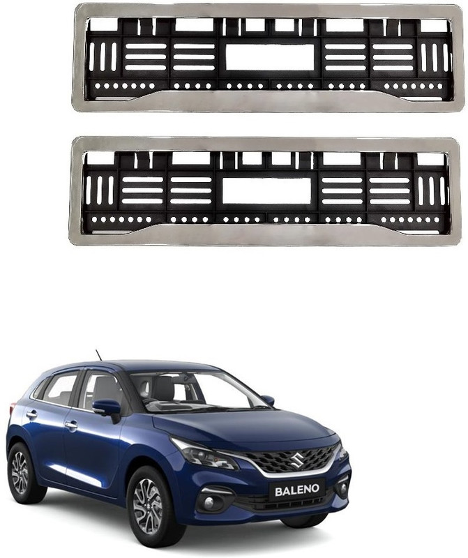 SPREADX Car Chrome number plate frame protective holder for Maruti Suzuki Baleno 2022 Car Number Plate(Plastic 14 cm x 2 cm)