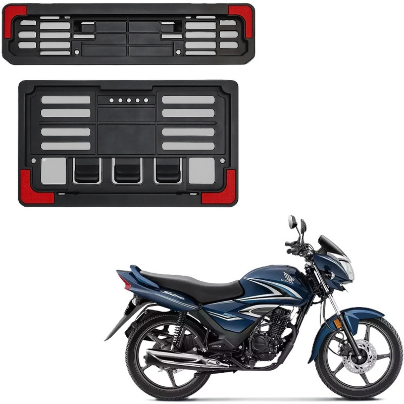 JMA TRADING Plastic Number Plate Holder with Red Corners for Shine Bike Number Plate(Plastic 22.7 cm x 6.5 cm)