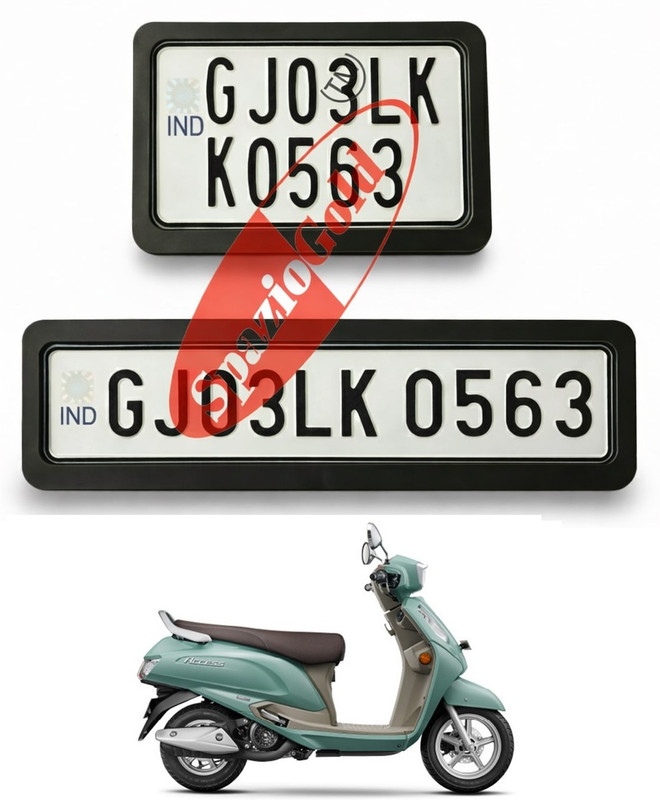 spaziogold Suzuki Access 125 Metal Number Plate Frame Heavy Duty Black Front Rear Holder Bike Number Plate(Plastic 30 cm x 12 cm)