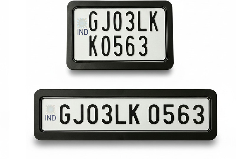 spaziogold Bike & Scooty Number Plate Frame for HSRP | Strong Black Rear Holder Bike Number Plate(Plastic 30 cm  x  12 cm)