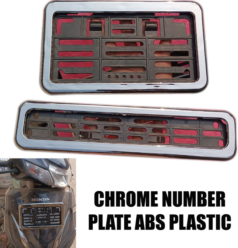 Znee Smart ABS Plastic Bike Number Plate Chrome Standard Size for All Motorbikes and Scooty Bike Number Plate(Plastic 2 cm x 8 cm)