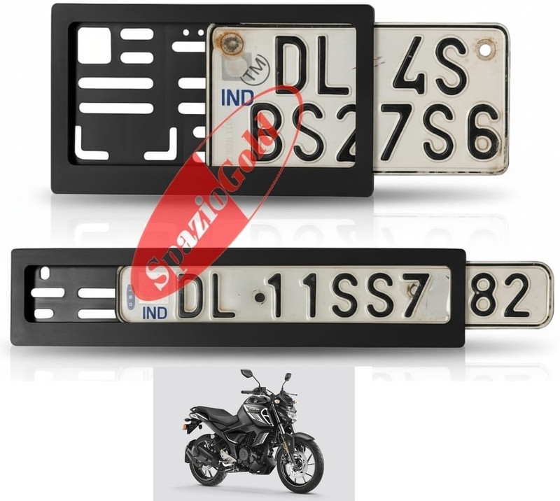 spaziogold FZS-FI V4 Street Sport Bike Number Plate Frame Black | Universal Fit Bike Number Plate(Plastic 30 cm x 12 cm)