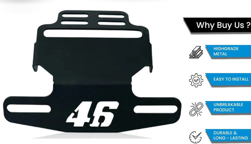 Allowing Good Material 46 Tail Tidy License Number Plate Holder for All Bikes Bike Number Plate(Iron 10 cm x 5 cm)