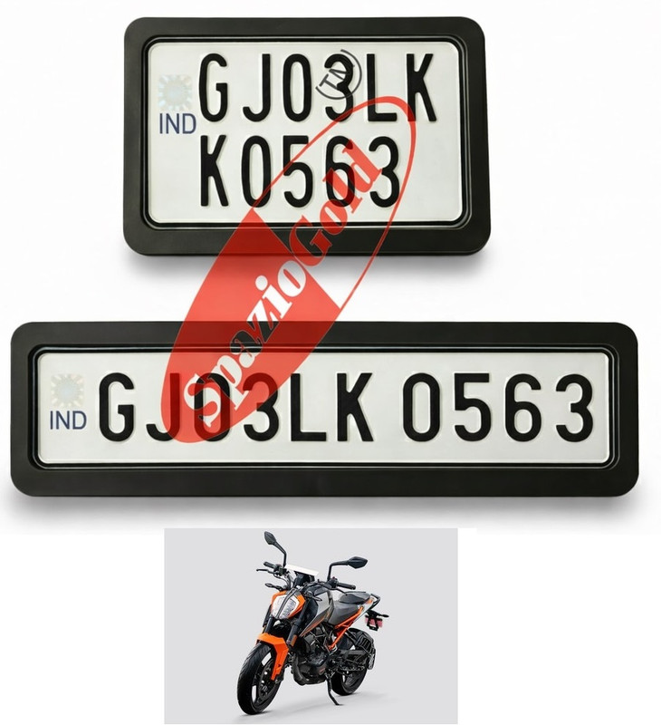 spaziogold Heavy Quality Bike Number Plate Frame RTO Approved IND Design Bike Number Plate(Plastic 30 cm x 12 cm)