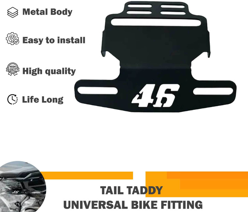 SHOWRIDE New Design Bike CNC Number Plate 46 Frame Holder Tail Tidy Bike Number Plate(Iron 12 cm x 14 cm)