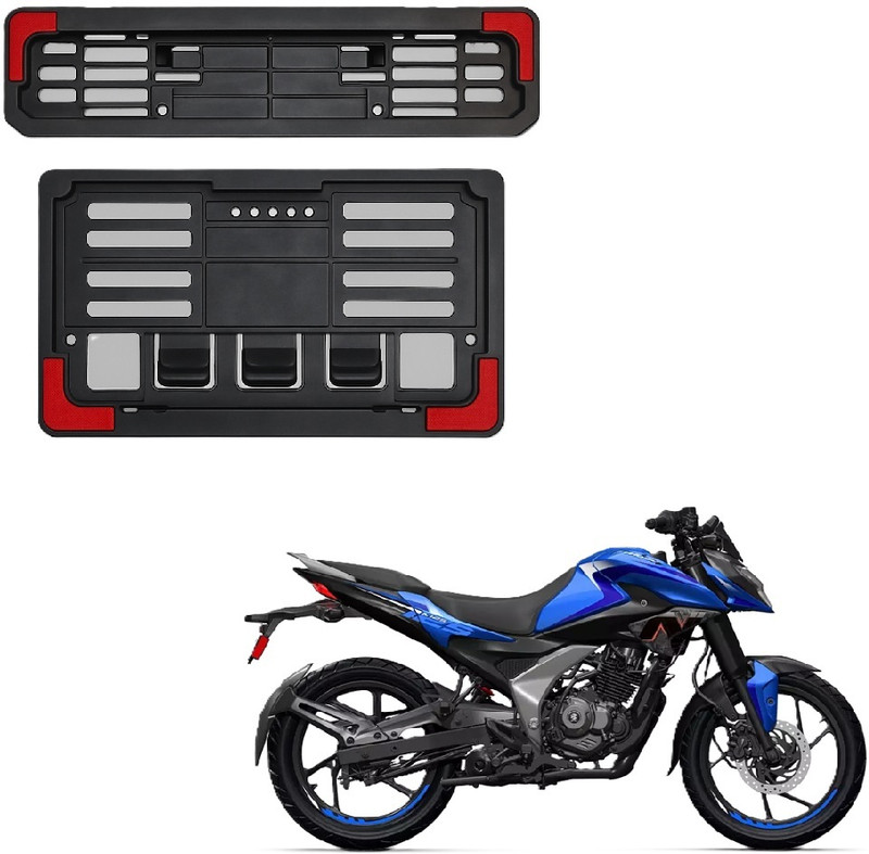 JMA TRADING Plastic Number Plate Holder with Red Corners for Pulsar N125 Bike Number Plate(Plastic 22.7 cm x 6.5 cm)