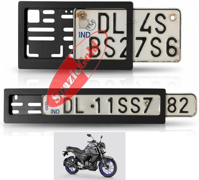 spaziogold Number Plate Frame for Yamaha FZS-FI V4 | Front & Rear Bike Number Plate Holder Bike Number Plate(Plastic 30 cm x 12 cm)