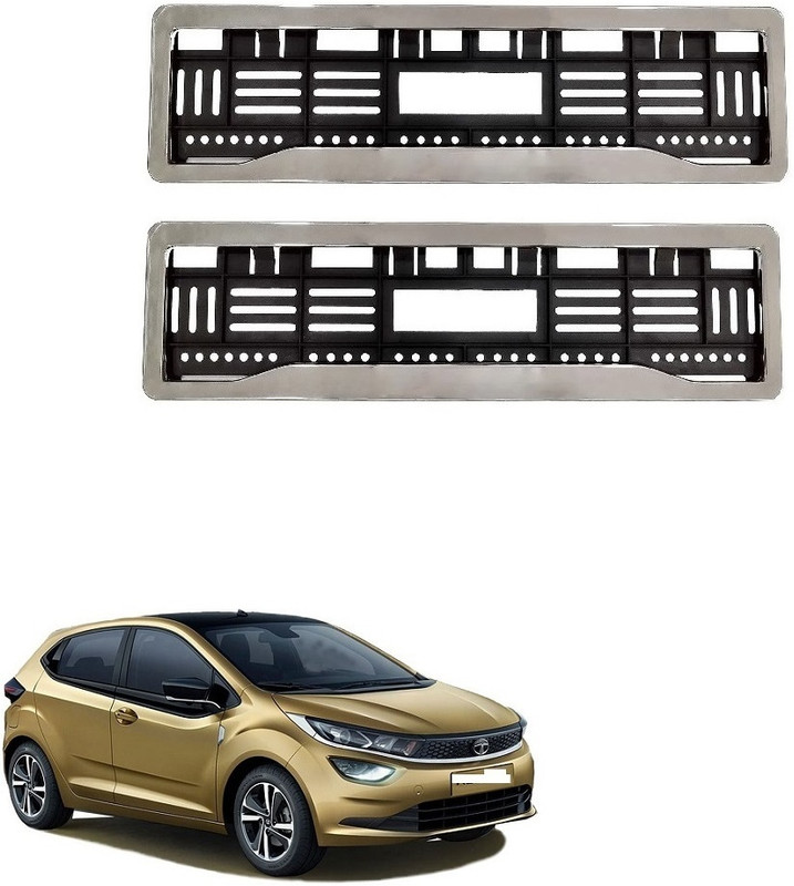 SPREADX Car Chrome number plate frame protective holder for Tata Altroz Car Number Plate(Plastic 14 cm x 2 cm)