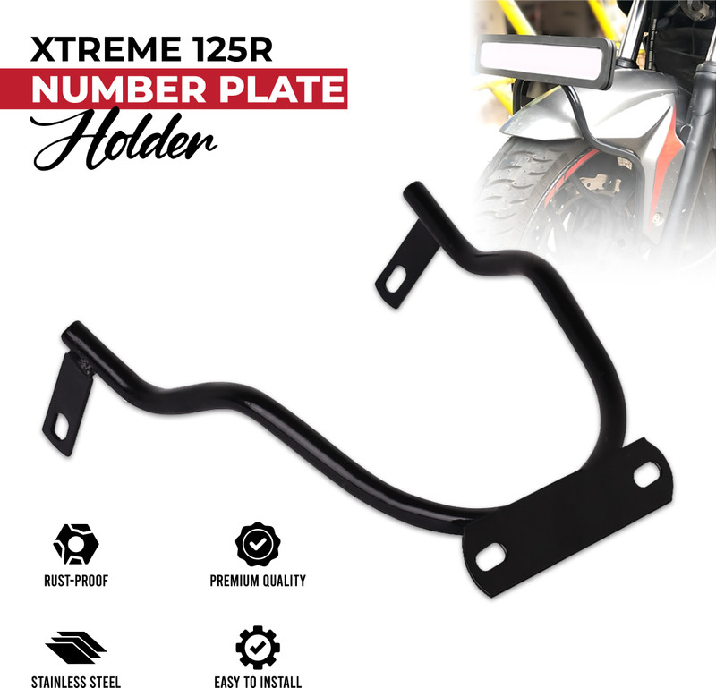 BRXR Bike Front Number Plate Holder Bracket | Compatible With Xtreme 125R Bike Number Plate(Iron 15 cm x 4 cm)