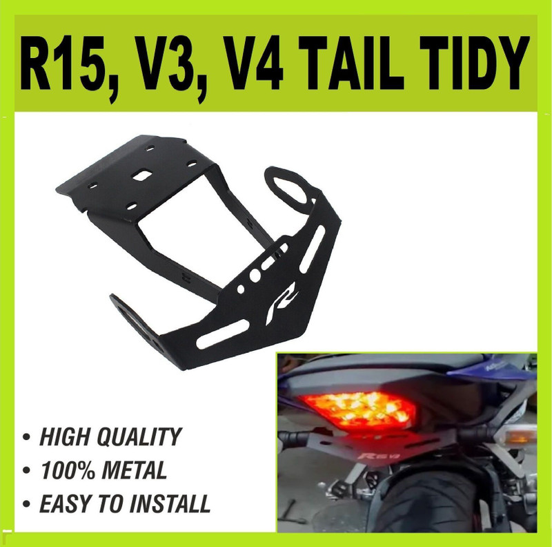 HALLOWS Tail Tidy for R15 V3 & V4 Matte Black Bike Bike Number Plate(Iron 20 cm x 15 cm)