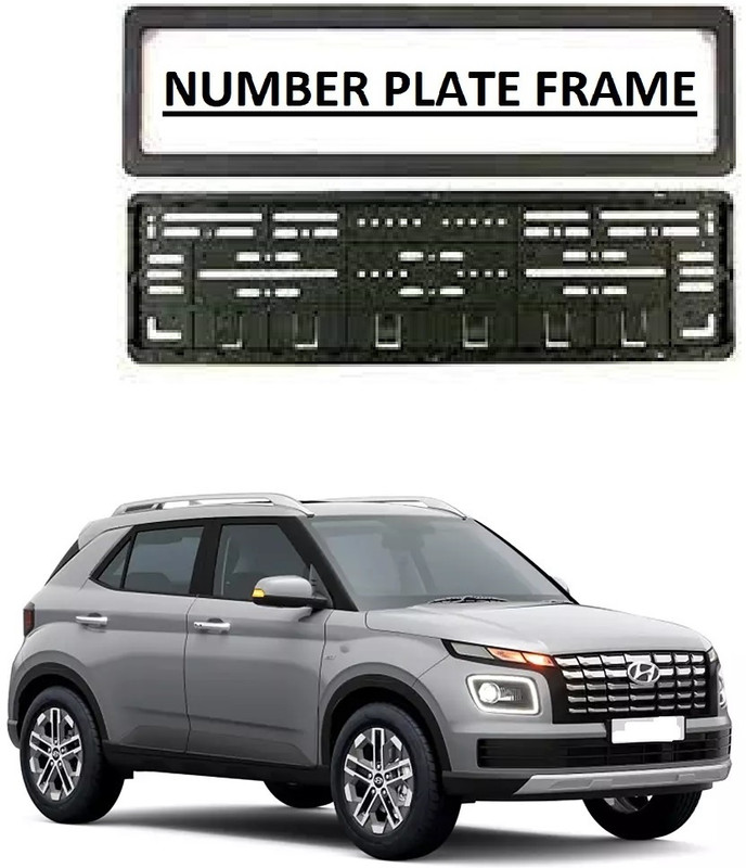AutooNation Car Number Plate Protect Frame Cover (set of 2) Suitable For Hyundai Venue 2022 Car Number Plate(Plastic 14 cm x 2 cm)