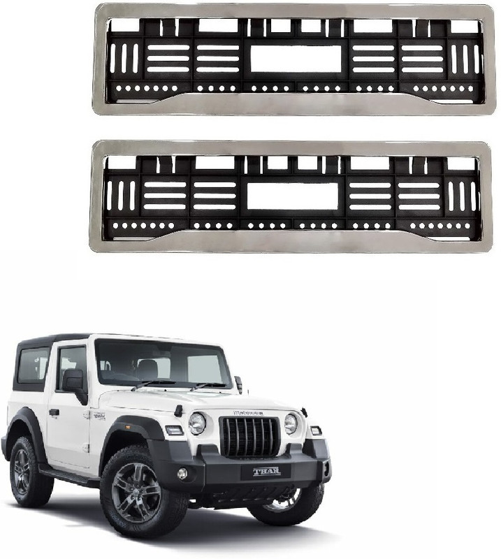 SPREADX Car Chrome number plate frame protective holder for Mahindra Thar 4X2 Car Number Plate(Plastic 14 cm x 2 cm)
